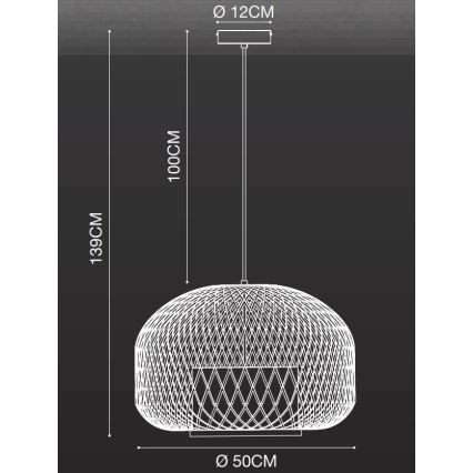 Nordlux - Luster na sajli HISOKA 1xE27/40W/230V crna/bambus