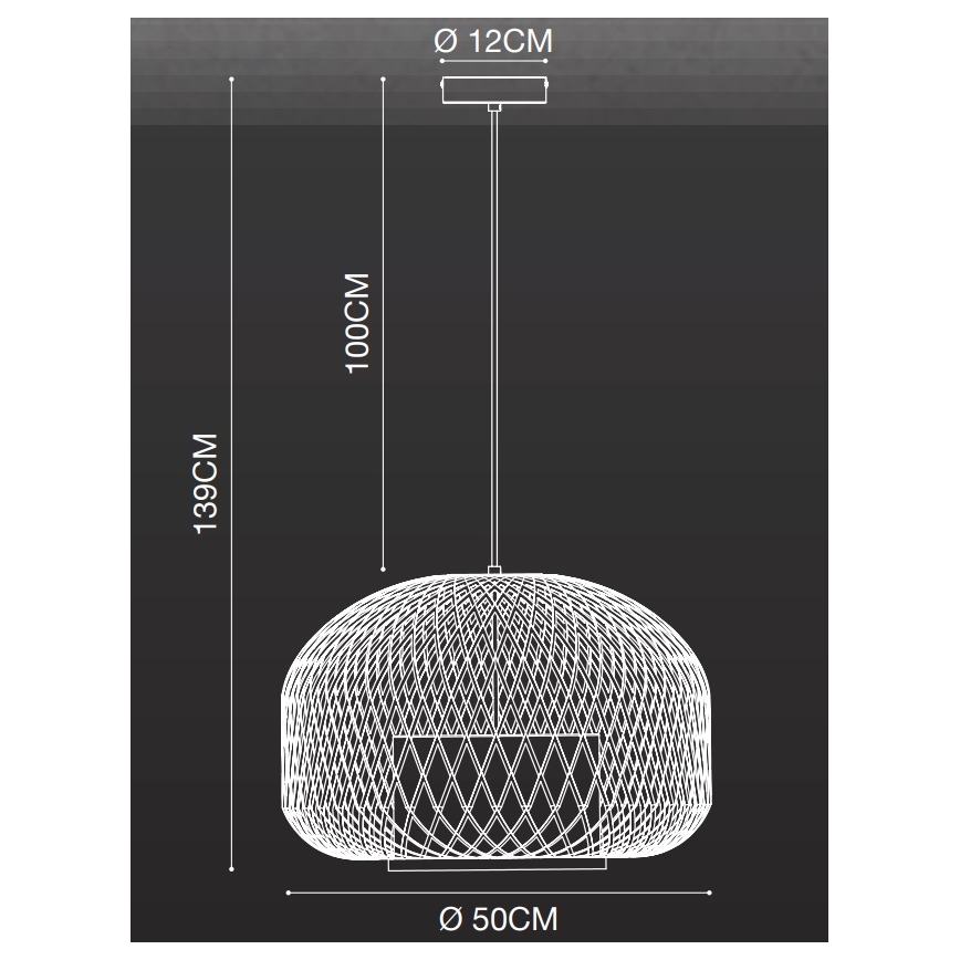 Nordlux - Luster na sajli HISOKA 1xE27/40W/230V crna/bambus