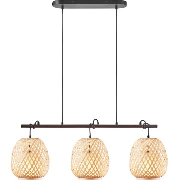 Nordlux - Luster na sajli HISOKA 3xE27/40W/230V crna/bambus