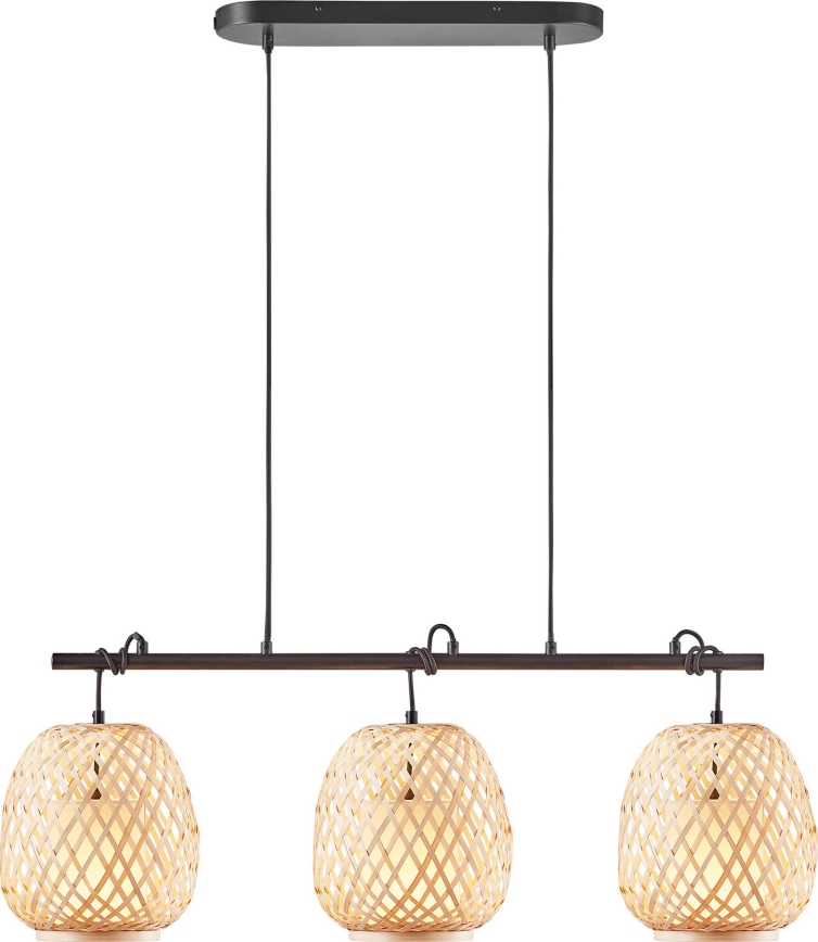 Nordlux - Luster na sajli HISOKA 3xE27/40W/230V crna/bambus