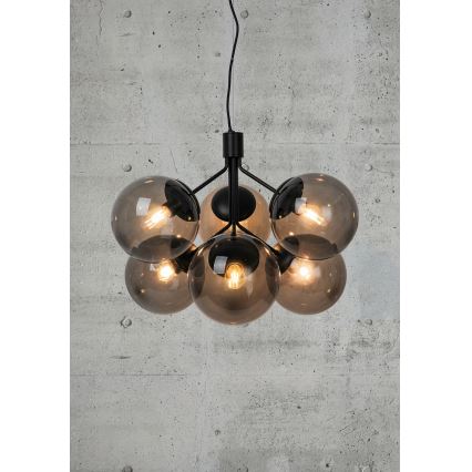 Nordlux - Luster na sajli IVONA 6xE27/28W/230V crna