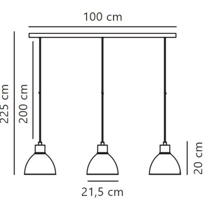 Nordlux - Luster na sajli POP 3xE27/40W/230V crna/zlatna