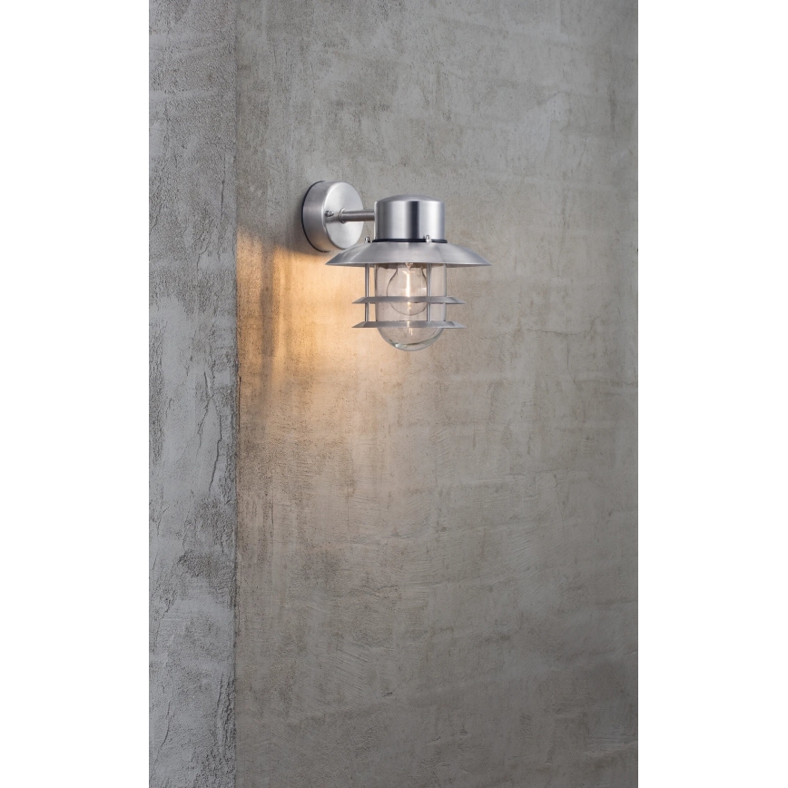 Nordlux - Vanjska zidna svjetiljka BLOKHUS 1xE27/60W/230V IP54 srebrna