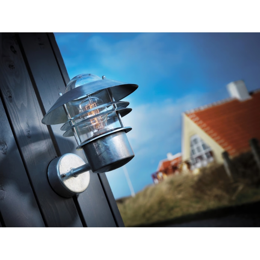 Nordlux - Vanjska zidna svjetiljka BLOKHUS 1xE27/60W/230V IP54 srebrna