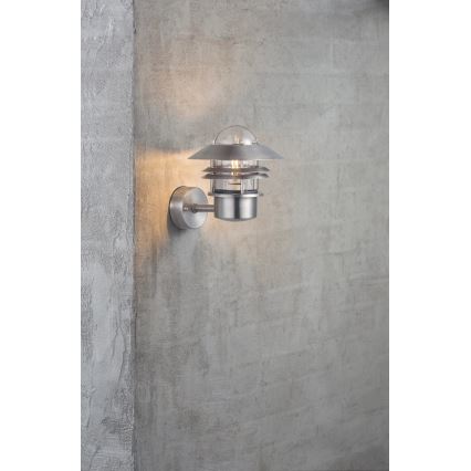 Nordlux - Vanjska zidna svjetiljka BLOKHUS 1xE27/60W/230V IP54 srebrna