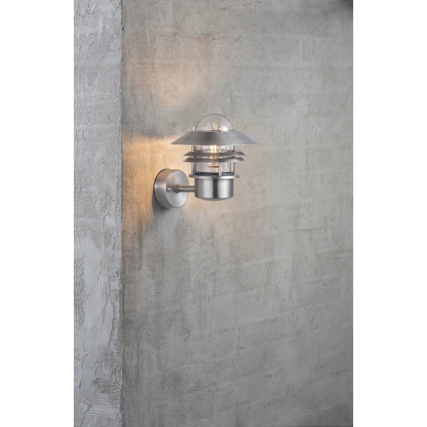 Nordlux - Vanjska zidna svjetiljka BLOKHUS 1xE27/60W/230V IP54 srebrna