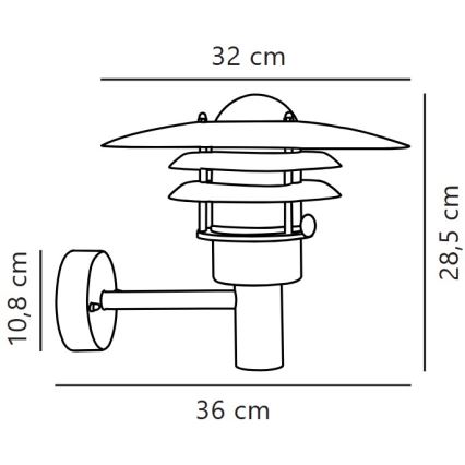 Nordlux - Vanjska zidna svjetiljka LONSTRUP 1xE27/60W/230V IP44 srebrna