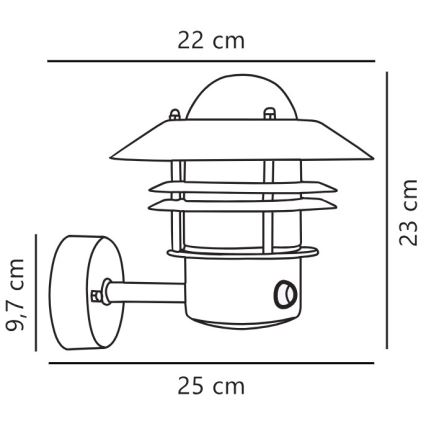 Nordlux - Vanjska zidna svjetiljka sa senzorom BLOKHUS 1xE27/60W/230V IP54