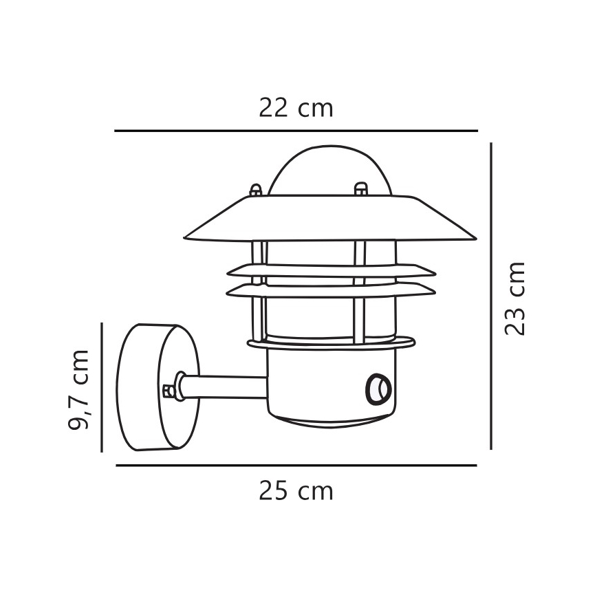 Nordlux - Vanjska zidna svjetiljka sa senzorom BLOKHUS 1xE27/60W/230V IP54