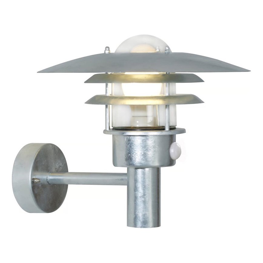 Nordlux - Vanjsko zidno svjetlo sa senzorom LONSTRUP 1xE27/60W/230V IP44 srebrno
