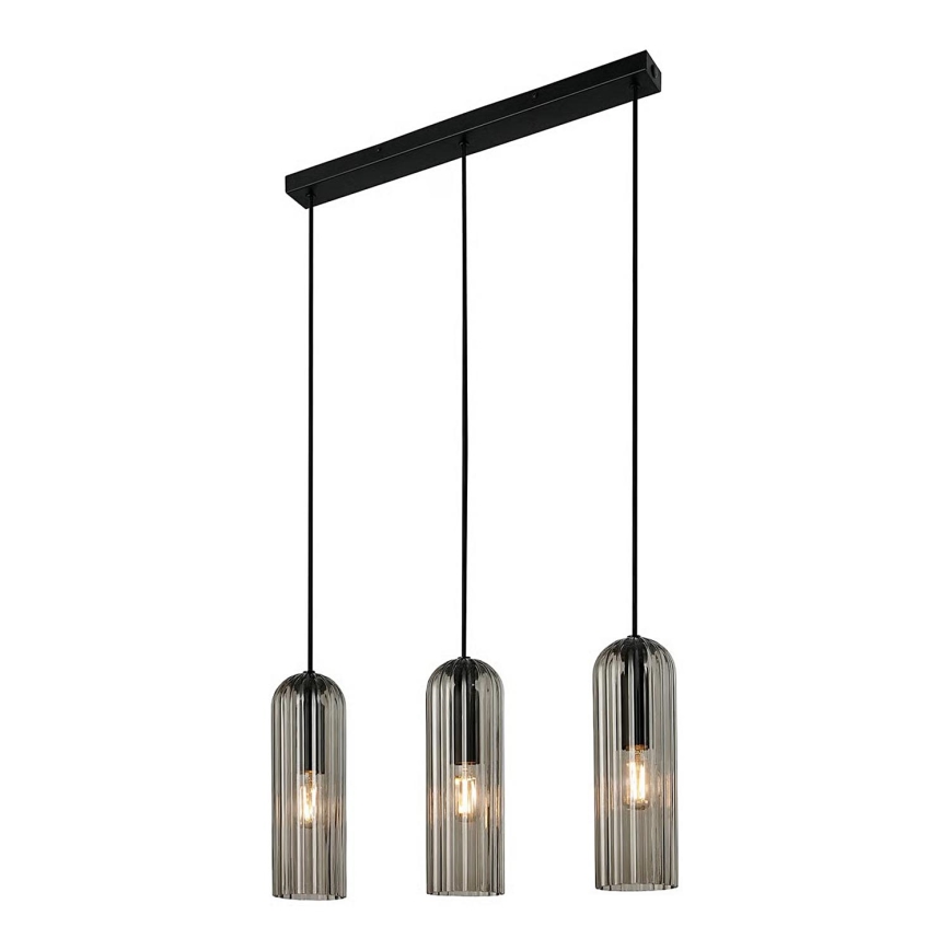 Nordlux - Viseći luster MIELLA na kabelu 3xE27/25W/230V crna/zadimljena