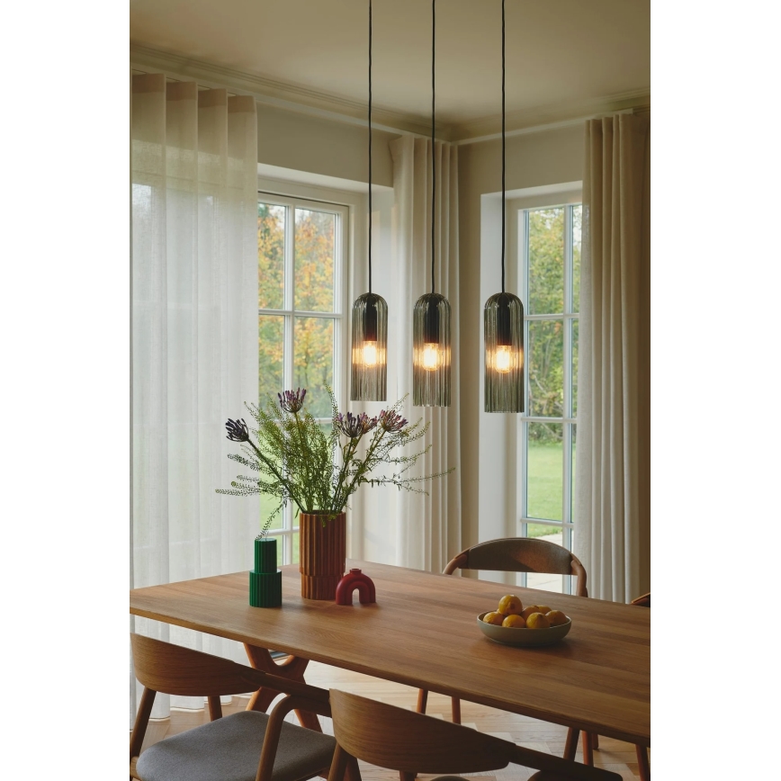 Nordlux - Viseći luster MIELLA na kabelu 3xE27/25W/230V crna/zadimljena