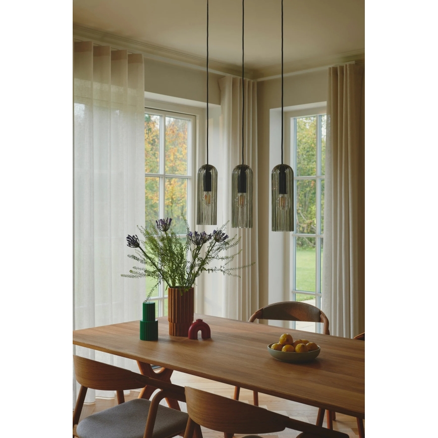 Nordlux - Viseći luster MIELLA na kabelu 3xE27/25W/230V crna/zadimljena