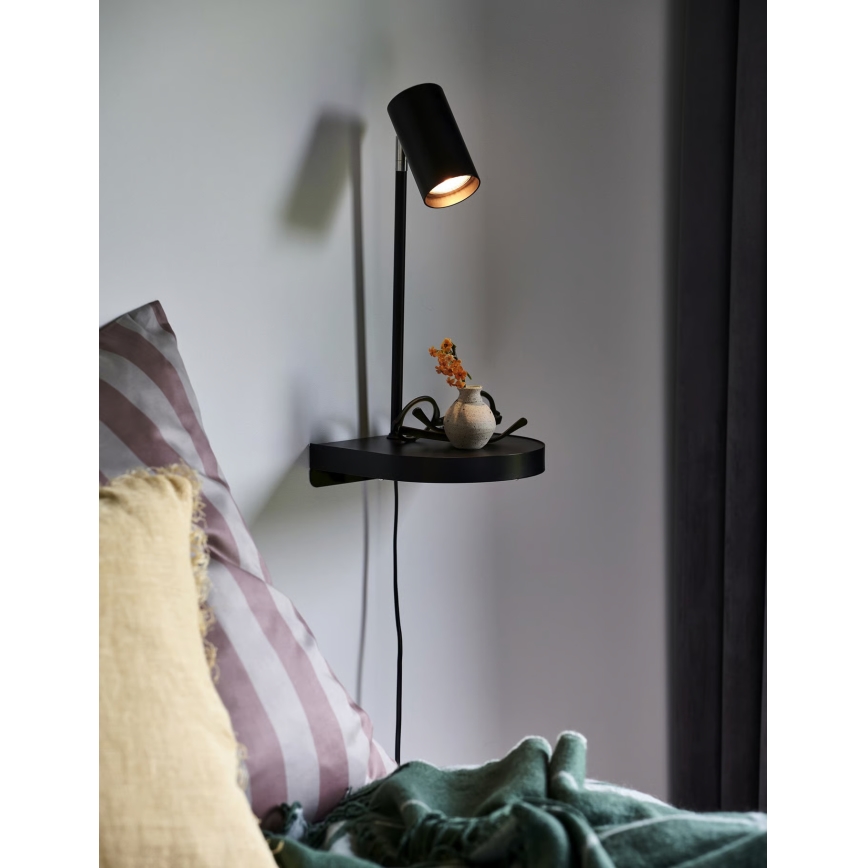 Nordlux - Zidna lampa s policom CODY 1xGU10/15W/230V crna