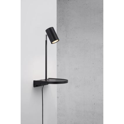 Nordlux - Zidna lampa s policom CODY 1xGU10/15W/230V crna