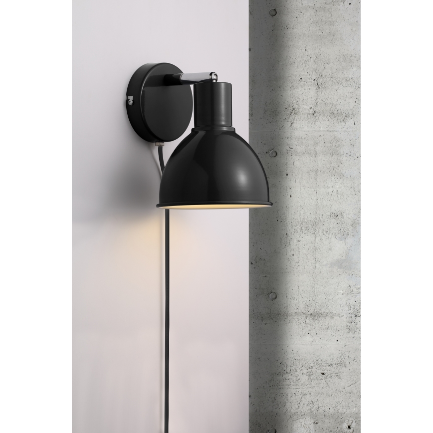 Nordlux - Zidna reflektorska svjetiljka POP 1xE27/18W/230V crna/sjajni krom