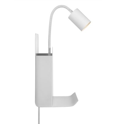 Nordlux - Zidna reflektorska svjetiljka s policom i USB ROOMI 1xGU10/8W/230V bijela