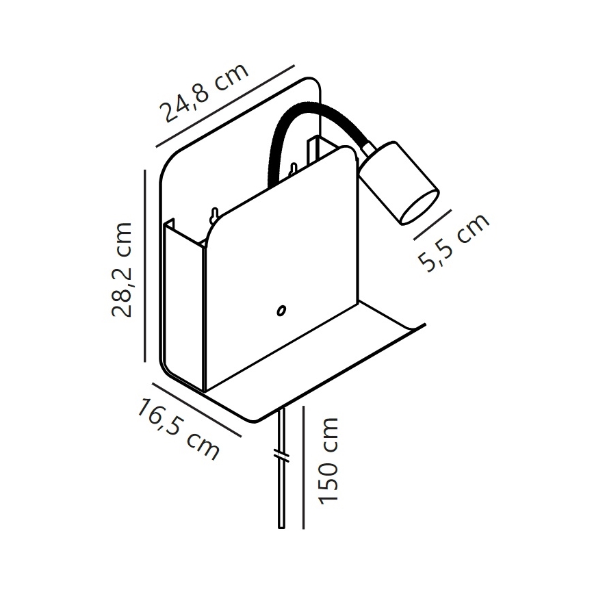 Nordlux - Zidna reflektorska svjetiljka s policom i USB ROOMI 1xGU10/8W/230V bijela