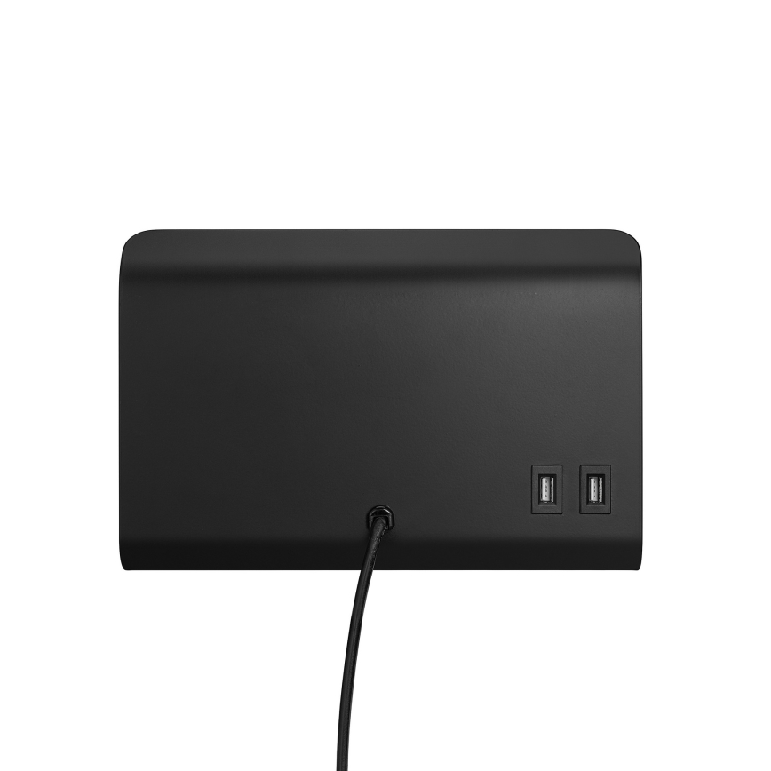 Nordlux - Zidna reflektorska svjetiljka s policom i USB ROOMI 1xGU10/8W/230V crna