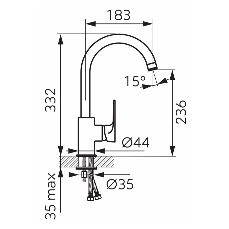 Novaservis - Kuhinjska slavina ALGEO SQUARE, sjajni krom