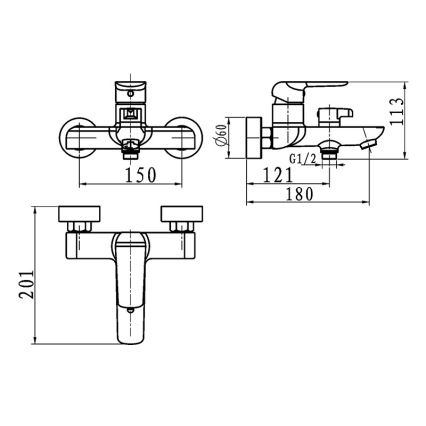 Novaservis - Kupaonska miješalica za kadu NOBLESS TINA sjajni krom