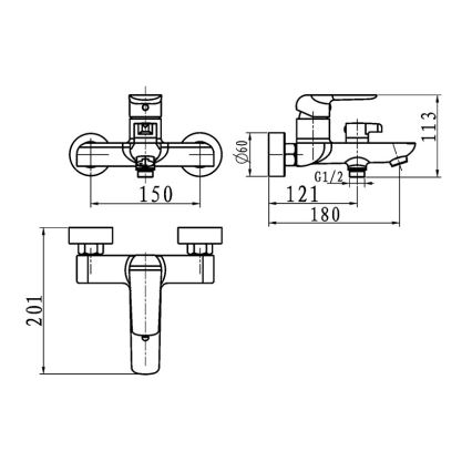Novaservis - Kupaonska mješalica za kadu NOBLESS TINA bijela