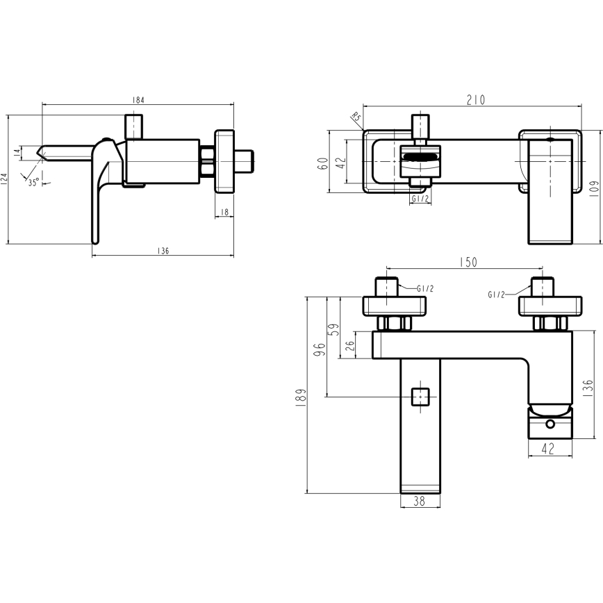 Novaservis - Miješalica za kadu NOBLESS SHARP sjajni krom