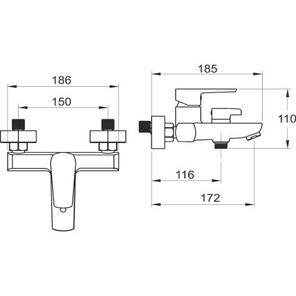 Novaservis - Sada za kadu s miješalicom METALIA crna