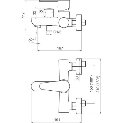 Novaservis - Set za kadu s baterijom TITANIA FRESH ECO, sjajni krom