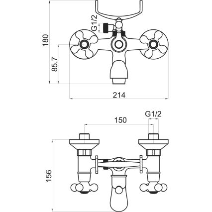 Novaservis - Set za kadu s miješalicom TITANIA RETRO, sjajni krom