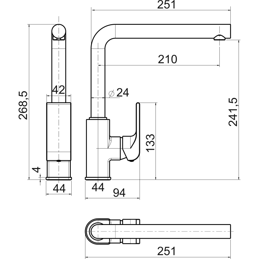 Novaservis - Slavina za sudoper NOBLESS SHARP u sjajnom kromu