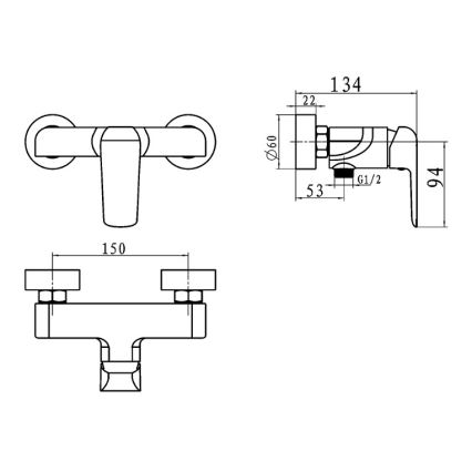 Novaservis - Tuš miješalica NOBLESS TINA sjajni krom
