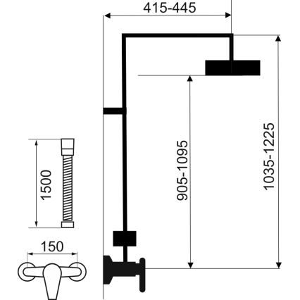 Novaservis - Tuš set s baterijom METALIA ECO mat crna