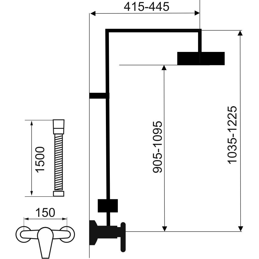 Novaservis - Tuš set s baterijom METALIA ECO mat crna