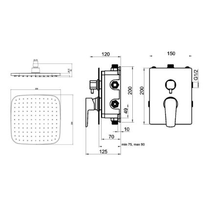 Novaservis - Tuš set s podžbuknom baterijom METALIA ECO mat crna