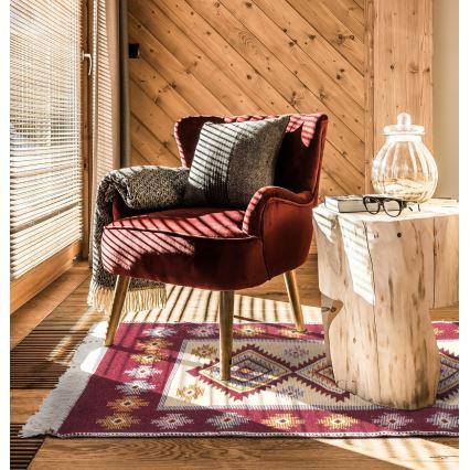 Obostrani orijentalni tepih KILIM 80x150 cm crveni/bež