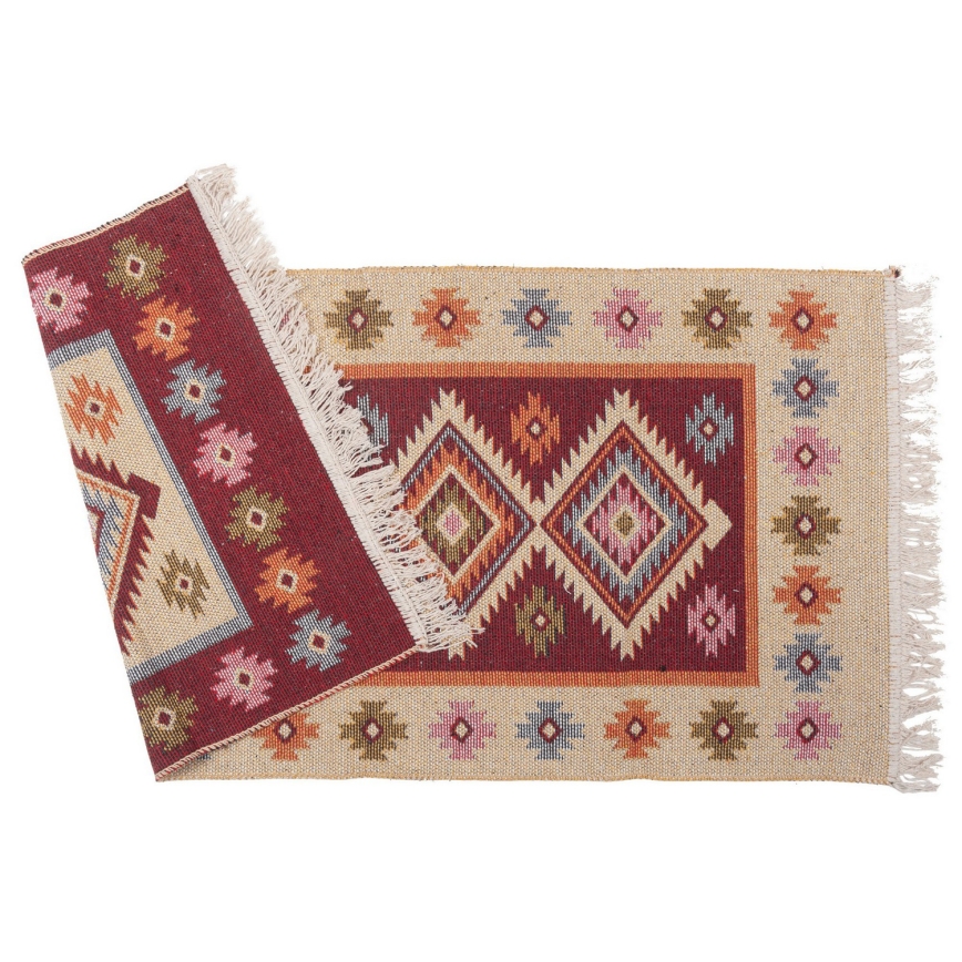 Obostrani orijentalni tepih KILIM 80x150 cm crveni/bež