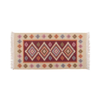Obostrani orijentalni tepih KILIM 80x150 cm crveni/bež