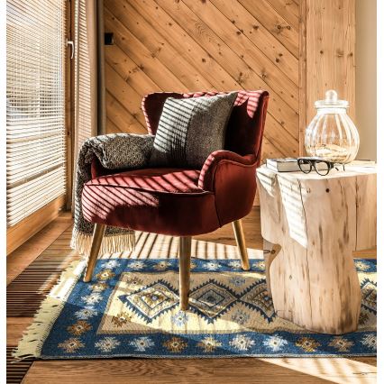 Obostrani orijentalni tepih KILIM 80x150 cm plavo/bež