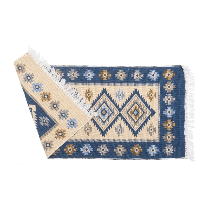Obostrani orijentalni tepih KILIM 80x150 cm plavo/bež
