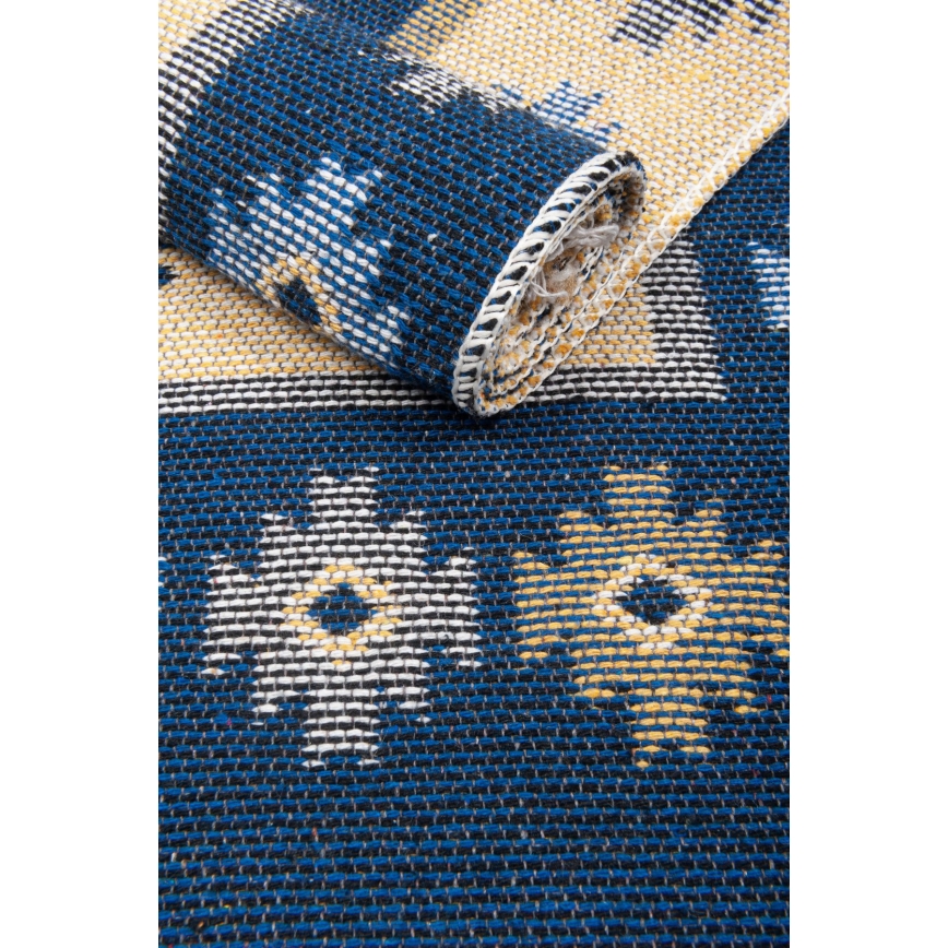Obostrani orijentalni tepih KILIM 80x150 cm plavo/bež