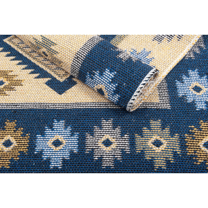 Obostrani orijentalni tepih KILIM 80x150 cm plavo/bež