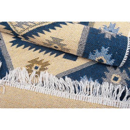 Obostrani orijentalni tepih KILIM 80x150 cm plavo/bež