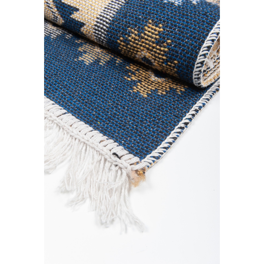 Obostrani orijentalni tepih KILIM 80x150 cm plavo/bež