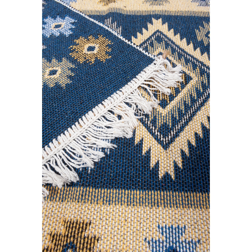 Obostrani orijentalni tepih KILIM 80x150 cm plavo/bež