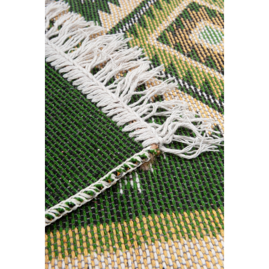 Obostrani orijentalni tepih KILIM 80x150 cm, zelena/bež