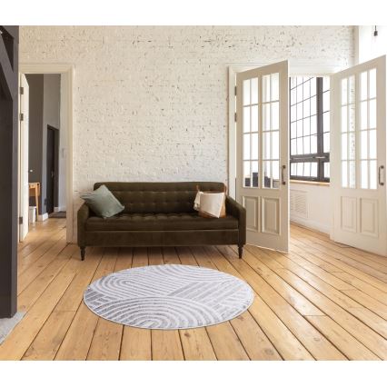 Okrugli tepih SALAMANCA 100 cm sivi/bijeli