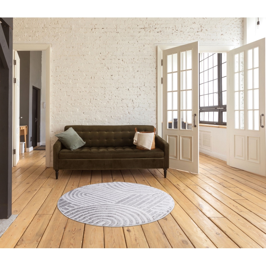 Okrugli tepih SALAMANCA 100 cm sivi/bijeli