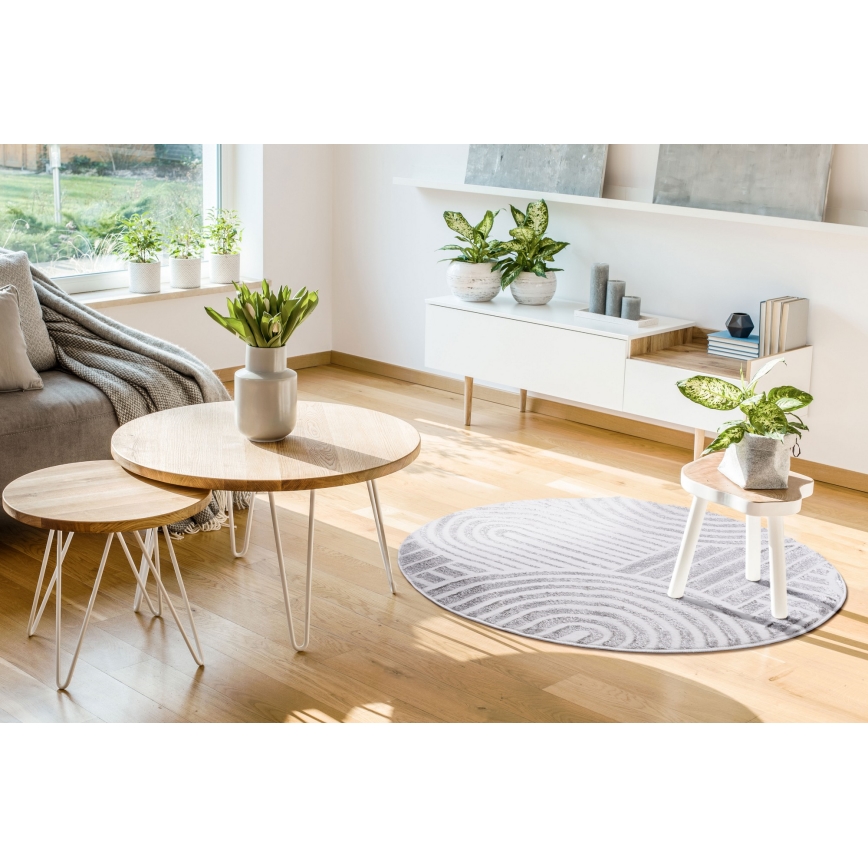 Okrugli tepih SALAMANCA 100 cm sivi/bijeli