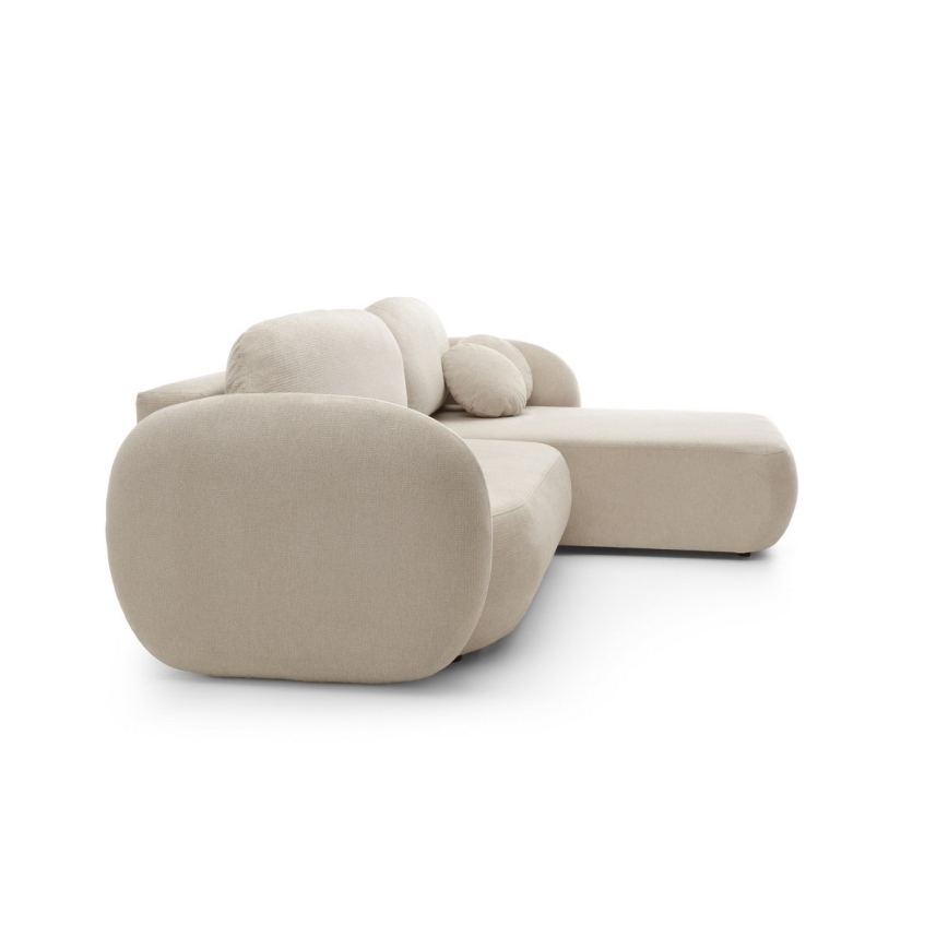 OLBIA kutna razvlačna sjedeća garnitura u obliku slova L s prostorom za pohranu, desna, bež